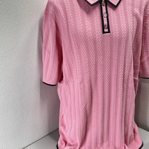 NEW PRESTIGE Men’s Belair Luxury Short Sleeve Knit Polo Shirt Size 4XL Pink - Picture 8 of 9